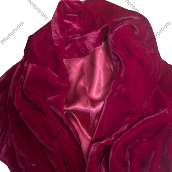 Vintage real velvet material women's dressy deep red coat - Picture 7 of 11